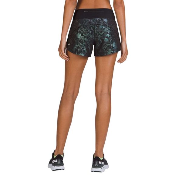 Lululemon Speed Up Mid-Rise Lined Short 4" Logo Flourish Black Iridescent Foil - Picture 9 of 9